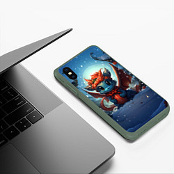 Чехол iPhone XS Max матовый Амурный искоркогонь дракон, цвет: 3D-темно-зеленый — фото 2