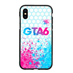 Чехол iPhone XS Max матовый GTA6 neon gradient style посередине