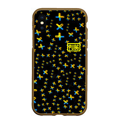 Чехол iPhone XS Max матовый PUBG sticker games, цвет: 3D-коричневый