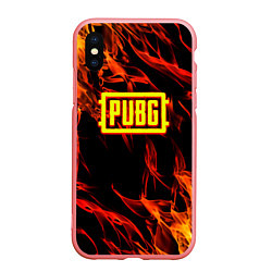 Чехол iPhone XS Max матовый Battlegrounds flame