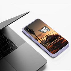 Чехол iPhone XS Max матовый GTA 6 вертолет, цвет: 3D-светло-сиреневый — фото 2