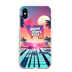 Чехол iPhone XS Max матовый Gta 6 retro style, цвет: 3D-белый