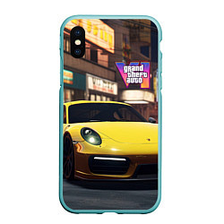 Чехол iPhone XS Max матовый GTA 6 porshe, цвет: 3D-мятный