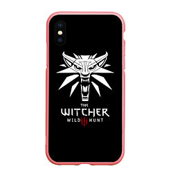 Чехол iPhone XS Max матовый The Witcher белое лого гейм