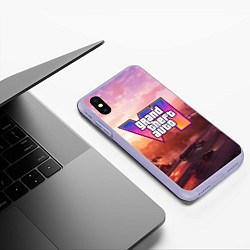 Чехол iPhone XS Max матовый GTA 6 Vice, цвет: 3D-светло-сиреневый — фото 2