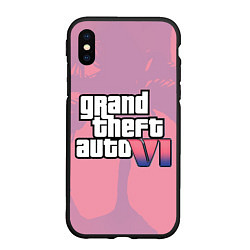 Чехол iPhone XS Max матовый GTA 6 pink, цвет: 3D-черный