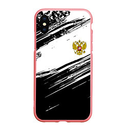 Чехол iPhone XS Max матовый Герб РФ спортивные краски, цвет: 3D-баблгам