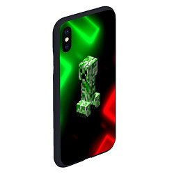 Чехол iPhone XS Max матовый Крипер на неоновом фоне абстракция, цвет: 3D-черный — фото 2