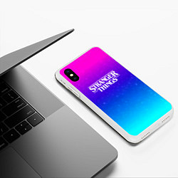 Чехол iPhone XS Max матовый Stranger Things gradient colors, цвет: 3D-белый — фото 2