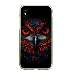 Чехол iPhone XS Max матовый Красная сова, цвет: 3D-салатовый