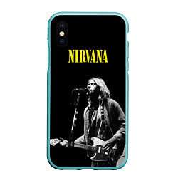 Чехол iPhone XS Max матовый Группа Nirvana Курт Кобейн, цвет: 3D-мятный