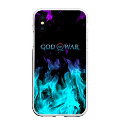 Чехол iPhone XS Max матовый God of war неоновый шторм, цвет: 3D-белый