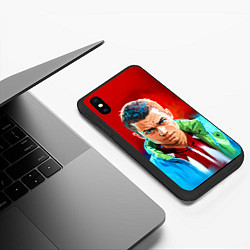 Чехол iPhone XS Max матовый Слово пацана в стиле аниме - мазки краски, цвет: 3D-черный — фото 2