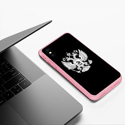 Чехол iPhone XS Max матовый Герб РФ серый патриотический, цвет: 3D-баблгам — фото 2