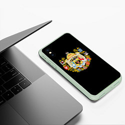 Чехол iPhone XS Max матовый Россия герб славянский, цвет: 3D-салатовый — фото 2