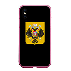 Чехол iPhone XS Max матовый Патриотическая символика герб России, цвет: 3D-малиновый