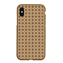 Чехол iPhone XS Max матовый Тёмный беж паттерн