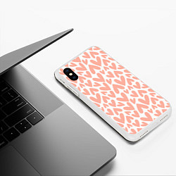 Чехол iPhone XS Max матовый Сердечки на белом фоне паттерн, цвет: 3D-белый — фото 2