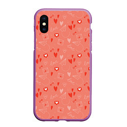 Чехол iPhone XS Max матовый Love heart message pattern