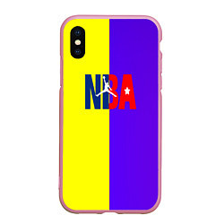 Чехол iPhone XS Max матовый NBA sport полосы, цвет: 3D-розовый