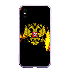 Чехол iPhone XS Max матовый Герб РФ краски жёлтые патриотизм