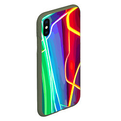 Чехол iPhone XS Max матовый Абстрактные цветные полосы - композиция, цвет: 3D-темно-зеленый — фото 2