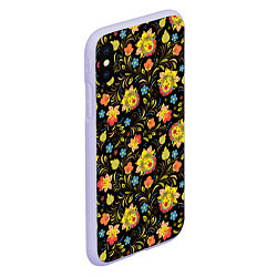 Чехол iPhone XS Max матовый Хохломская роспись разноцветные цветы, цвет: 3D-светло-сиреневый — фото 2