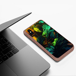 Чехол iPhone XS Max матовый Абстрактный камуфляж в кислотных абстрактных пятна, цвет: 3D-коричневый — фото 2