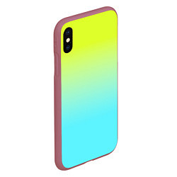 Чехол iPhone XS Max матовый Ярко-зеленый и бирюзовый градиент, цвет: 3D-малиновый — фото 2