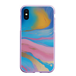 Чехол iPhone XS Max матовый Жидкая синяя и розовая краска