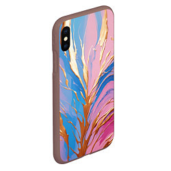 Чехол iPhone XS Max матовый Жидкая краска синего и розового цвета с золотой кр, цвет: 3D-коричневый — фото 2