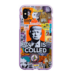 Чехол iPhone XS Max матовый Donald Trump - american сollage, цвет: 3D-сиреневый