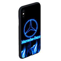 Чехол iPhone XS Max матовый Mercedes-benz blue neon, цвет: 3D-черный — фото 2