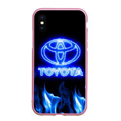 Чехол iPhone XS Max матовый Toyota neon fire, цвет: 3D-розовый
