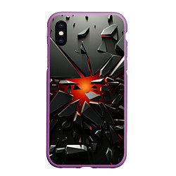 Чехол iPhone XS Max матовый Взрыв и черные камни, цвет: 3D-фиолетовый