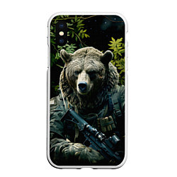 Чехол iPhone XS Max матовый Медведь солдат раненый