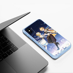 Чехол iPhone XS Max матовый Genshin Impact Aether Lumine, цвет: 3D-голубой — фото 2