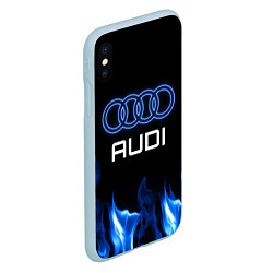 Чехол iPhone XS Max матовый Audi neon art, цвет: 3D-голубой — фото 2