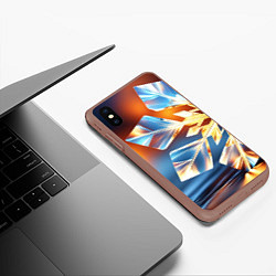 Чехол iPhone XS Max матовый Реалистичная снежинка на теплом фоне, цвет: 3D-коричневый — фото 2