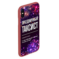 Чехол iPhone XS Max матовый Праздничный таксист: фейерверк, цвет: 3D-красный — фото 2