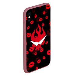 Чехол iPhone XS Max матовый Гуррен-Лаганн love pattern, цвет: 3D-малиновый — фото 2