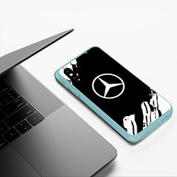 Чехол iPhone XS Max матовый Mercedes benz краски спорт, цвет: 3D-мятный — фото 2