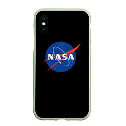 Чехол iPhone XS Max матовый NASA logo space, цвет: 3D-салатовый