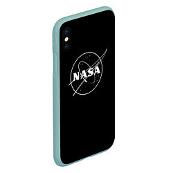 Чехол iPhone XS Max матовый NASA белое лого, цвет: 3D-мятный — фото 2