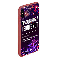 Чехол iPhone XS Max матовый Праздничный геодезист: фейерверк, цвет: 3D-красный — фото 2