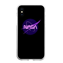 Чехол iPhone XS Max матовый NASA neon space