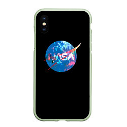 Чехол iPhone XS Max матовый NASA true space star, цвет: 3D-салатовый