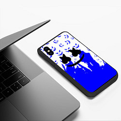 Чехол iPhone XS Max матовый Marshmello dj blue pattern music band, цвет: 3D-черный — фото 2