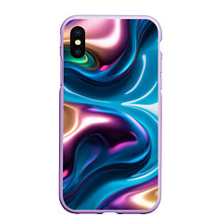 Чехол iPhone XS Max матовый Жидкий красочный металл, цвет: 3D-сиреневый