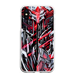 Чехол iPhone XS Max матовый Адский металл красный, цвет: 3D-белый